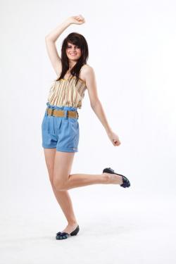 Midriff Pintuck Cami (Brown/Green/Cream Stripe)